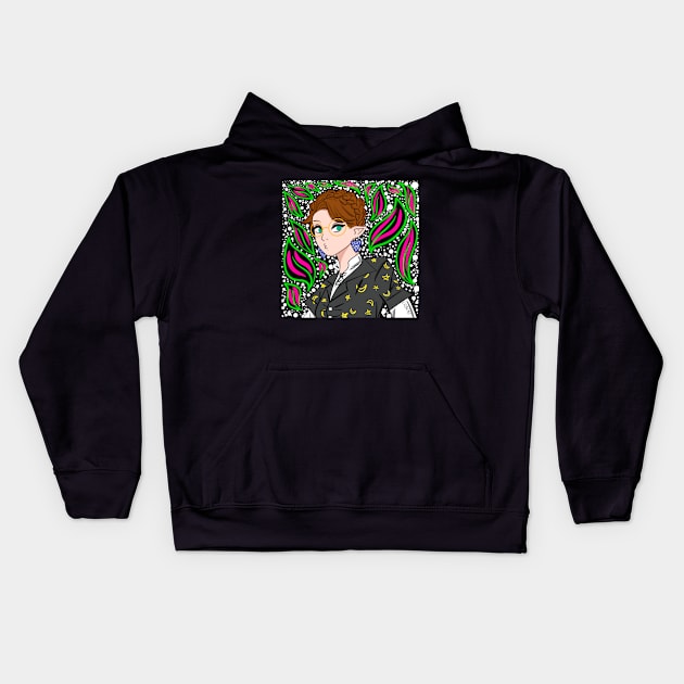 elf girl ecopop art Kids Hoodie by jorge_lebeau